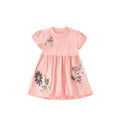 Girls Pink Cotton Floral and Butterfly Embroidery Dress