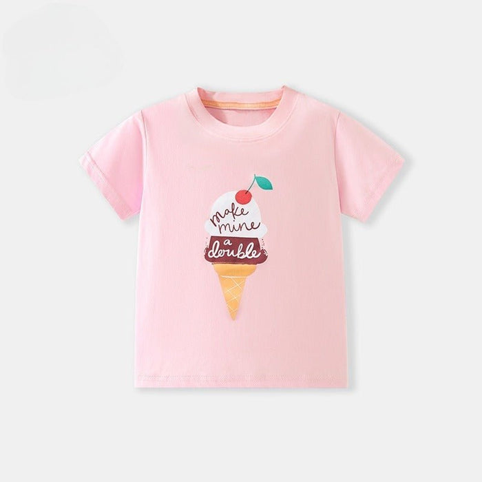 Girls Summer Ice Cream Short Sleeve Pink Top