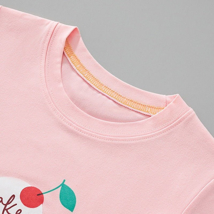 Girls Summer Ice Cream Short Sleeve Pink Top