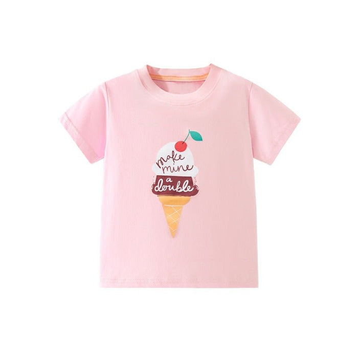 Girls Summer Ice Cream Short Sleeve Pink Top