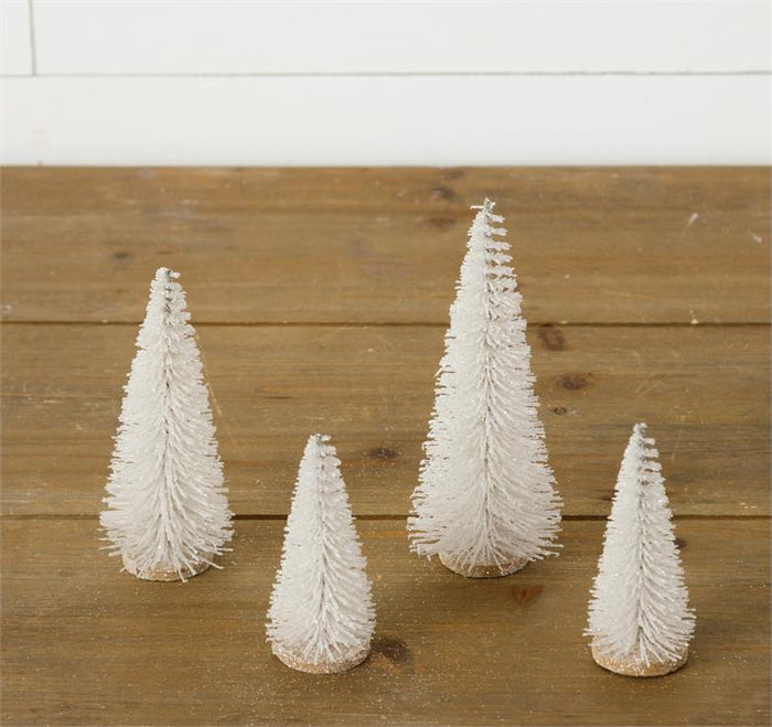 Glitter White Bottle Brush Trees