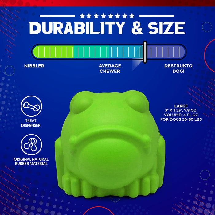 Green Bull Frog Rubber Treat Toy