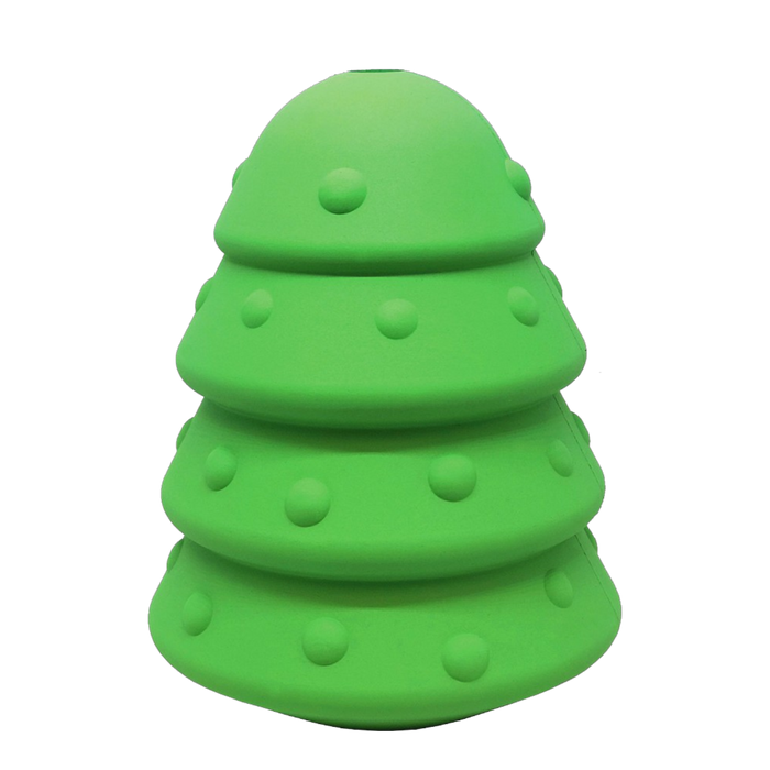 Green Holiday Tree Rubber Treat Toy