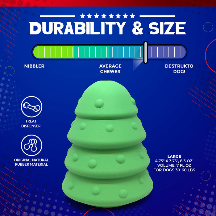 Green Holiday Tree Rubber Treat Toy