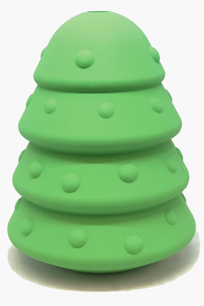 Green Holiday Tree Rubber Treat Toy