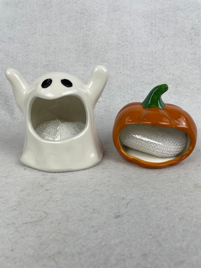Halloween Ghost or Harvest Pumpkin Scrubber Sponge Holder