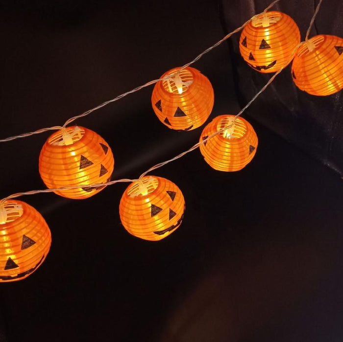 Halloween Pumpkin String Lights Foldable 3D Lanterns Battery Operated