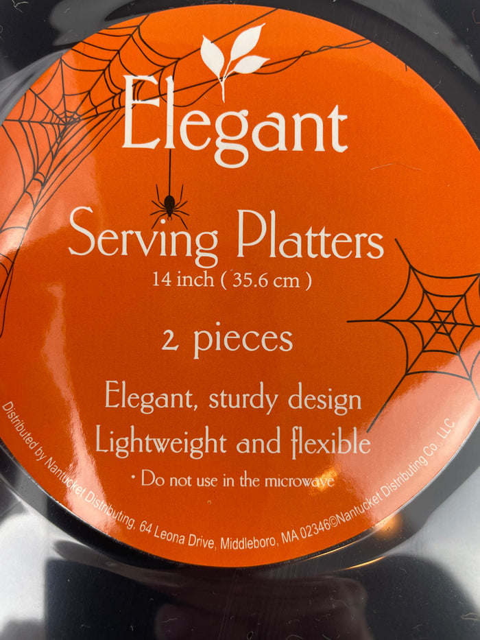 Halloween Pumpkins with Raven Against Full Moon Large Round 2 Piece Serving Platter