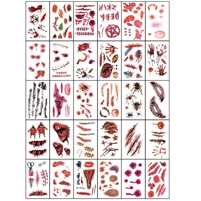 Halloween Temporary Tattoo Stickers for Scary Clown Mouth & Scars