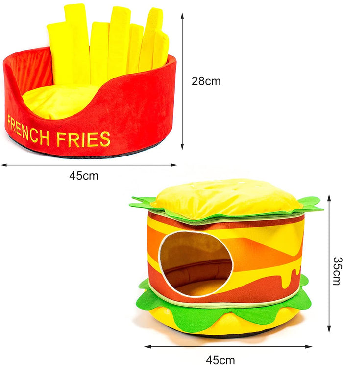 Hamburger Cave and Fries Pet Beds