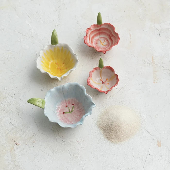 Hand-Painted Flower Shaped Prep Bowls (set of 4)