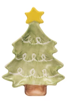 Hand-Painted Stoneware Christmas Tree Dish