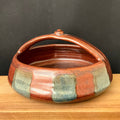 Handled Basket in Blue with Brown Design Details