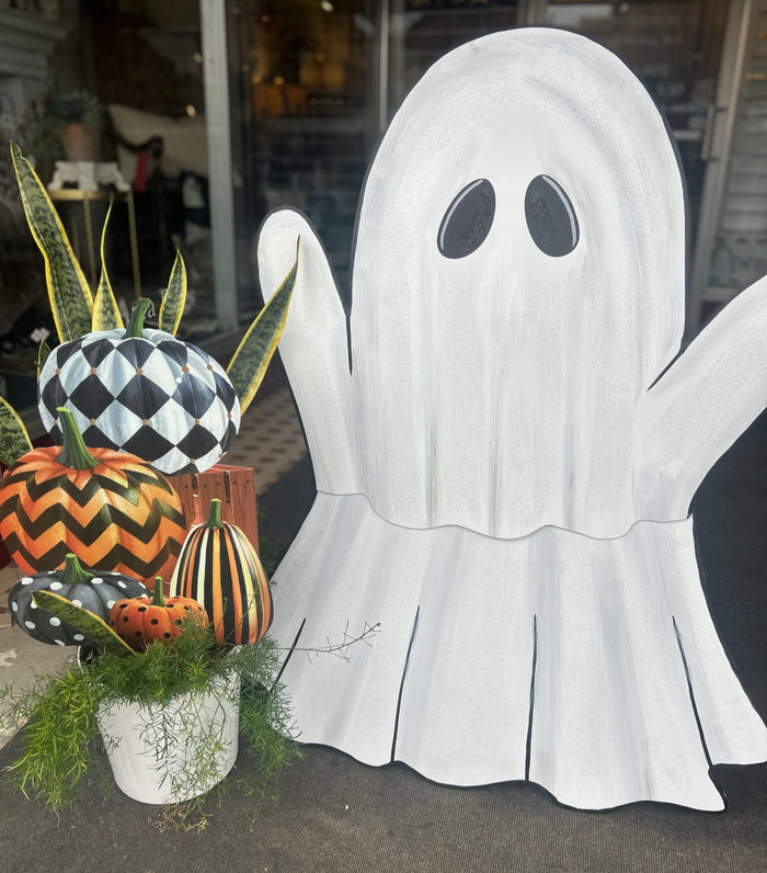Harlequin Stacked Pumpkin Topiary Metal Stake