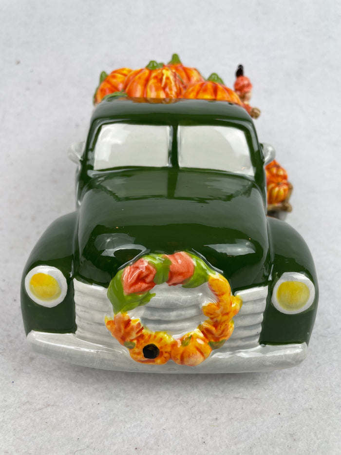 Harvest 2021 Blue Sky Ceramic Green Truck with Scarecrow