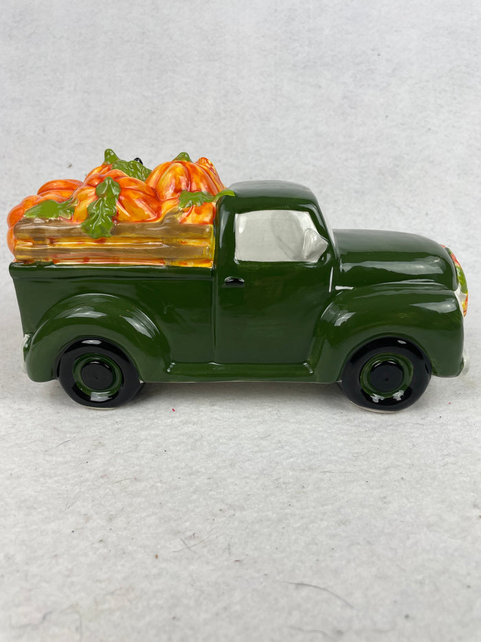 Harvest 2021 Blue Sky Ceramic Green Truck with Scarecrow