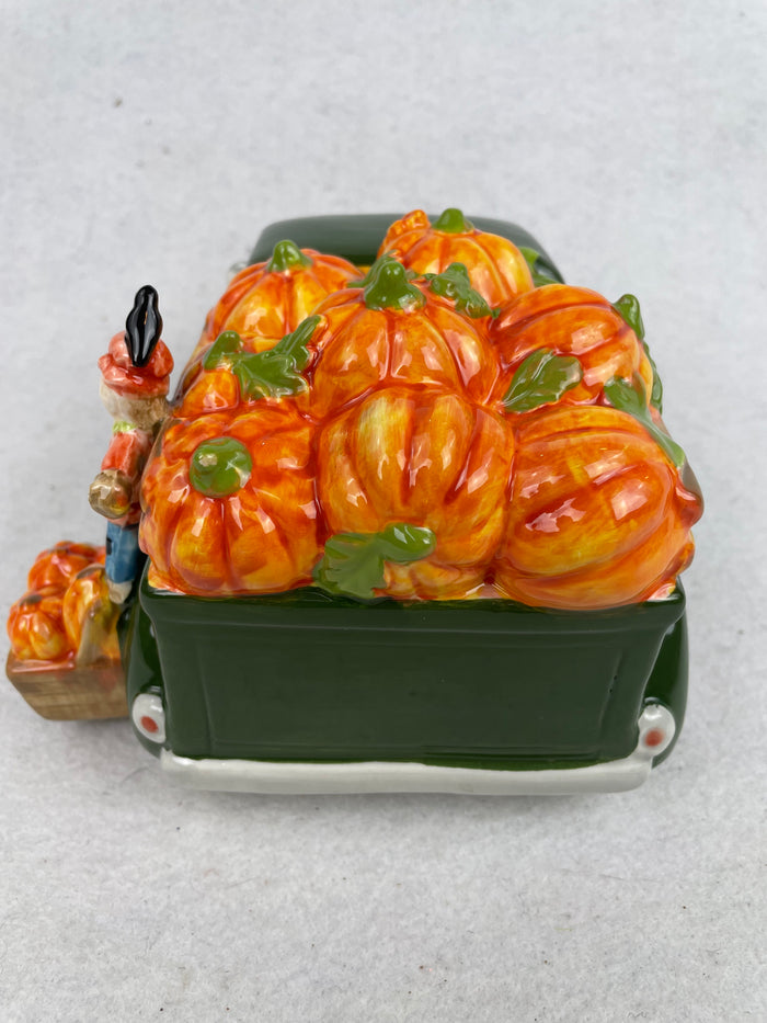 Harvest 2021 Blue Sky Ceramic Green Truck with Scarecrow