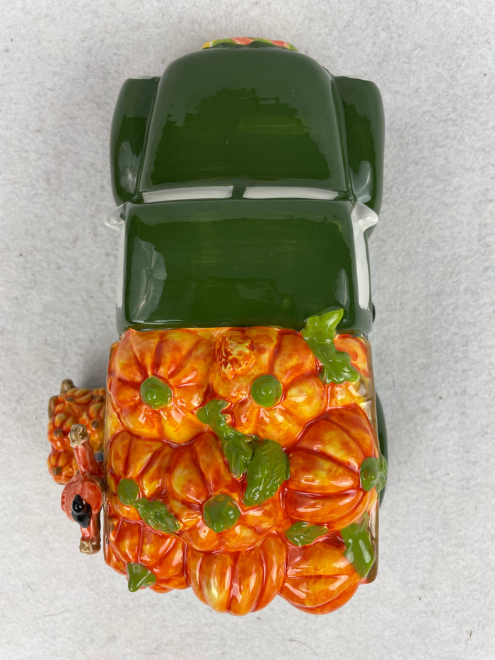 Harvest 2021 Blue Sky Ceramic Green Truck with Scarecrow