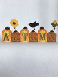 Harvest Autumn Block Sitter with Raven, Corn Husk and Sunflower