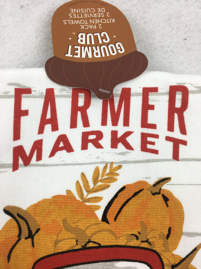 Harvest Farmer Market Set of Two 100% Cotton Kitchen Towels