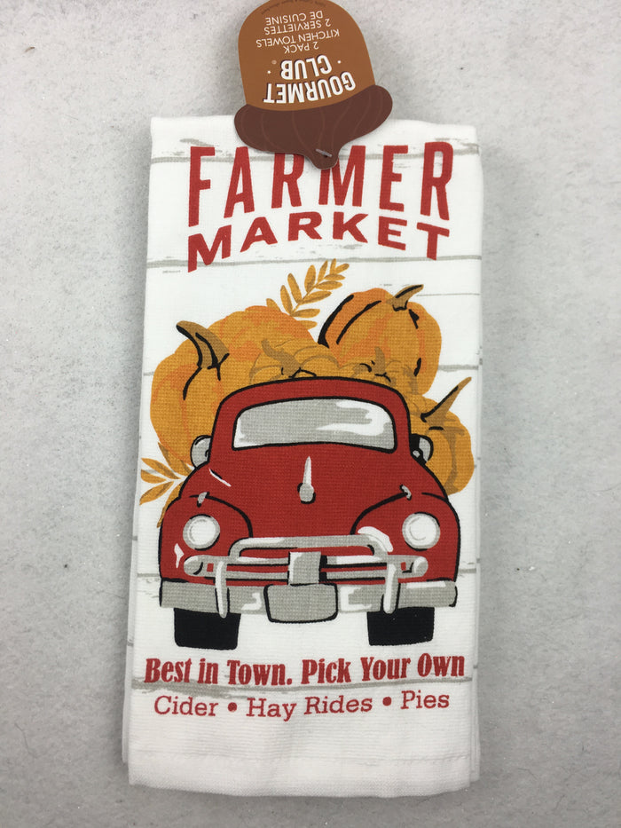 Harvest Farmer Market Set of Two 100% Cotton Kitchen Towels