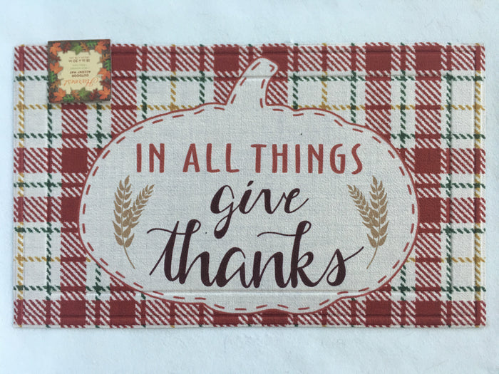 Harvest In All Things Give Thanks Rubber Mat