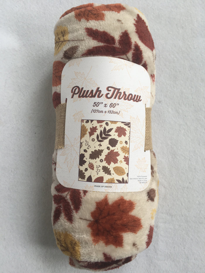 Harvest Leaves Brown Tones Blanket Throw