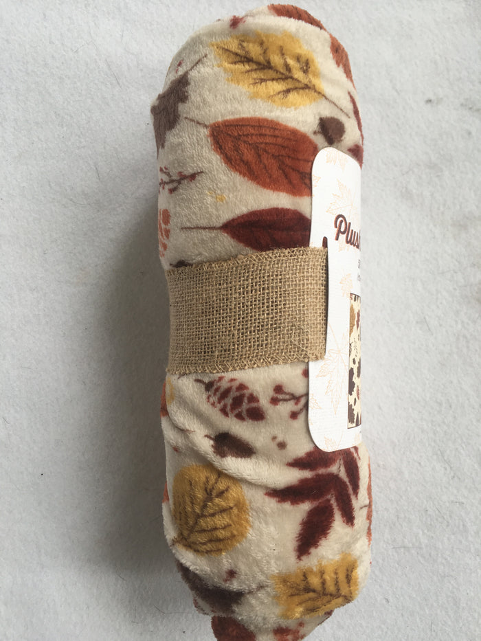 Harvest Leaves Brown Tones Blanket Throw