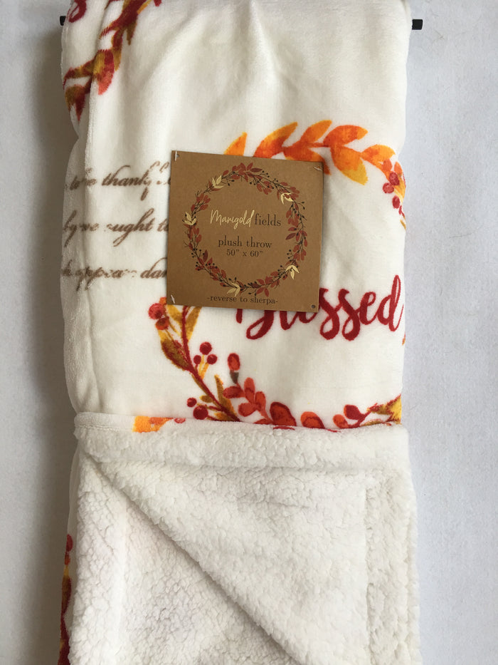 Harvest Marigold Fields Plush Thanksgiving Blanket Throw