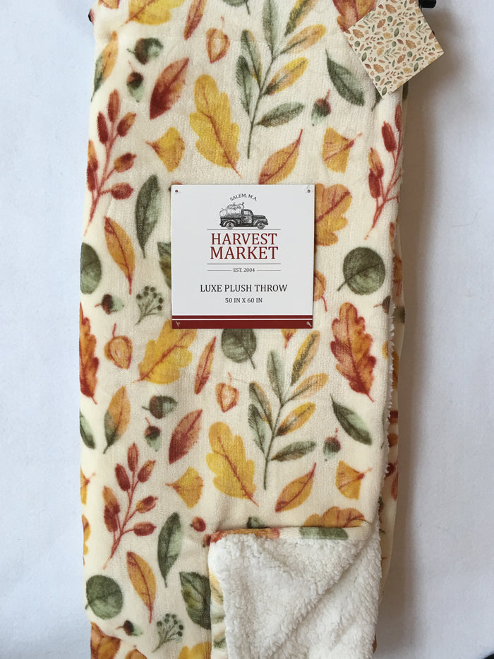 Harvest Market Luxe Plush Autumn Leaves Blanket Throw