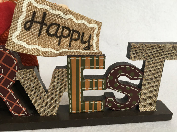Harvest Wooden Block Sitter With Scarecrow