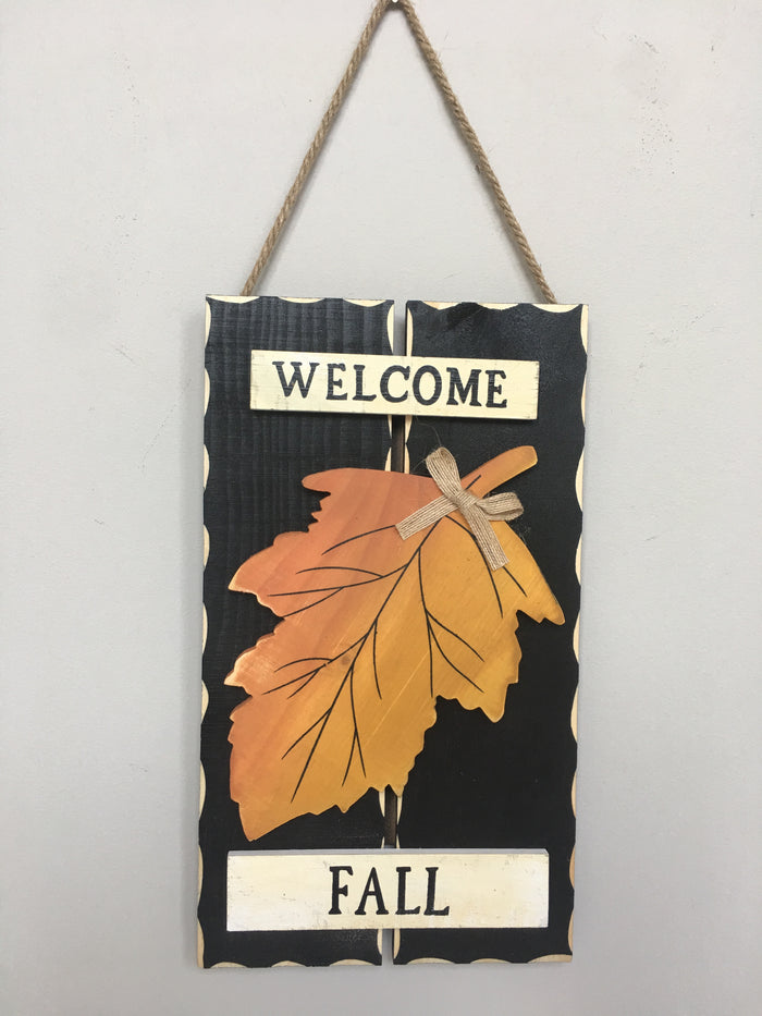 Harvest Wooden Leaf Welcome Fall Wall Hanging