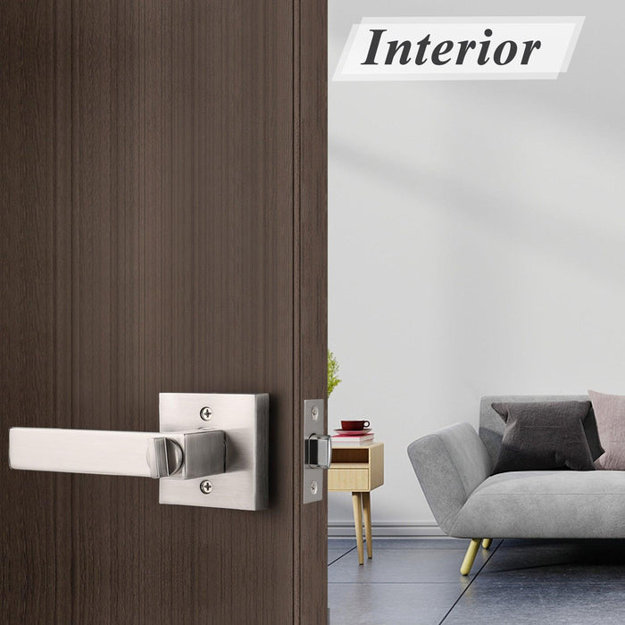 Heavy Duty Door Levers Satin Nickel Finish Privacy Door Handle Locks for Bedroom Bathroom DL01SNBK - Probrico