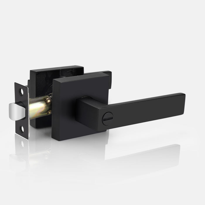 Heavy Duty Privacy Lock Door Levers Square Plate Black Finish DL01BKBK - Probrico