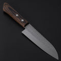 Hitohira NM Tsuchime Santoku 130mm Pakka Handle (No Bolster/ Brown) - HITOHIRA