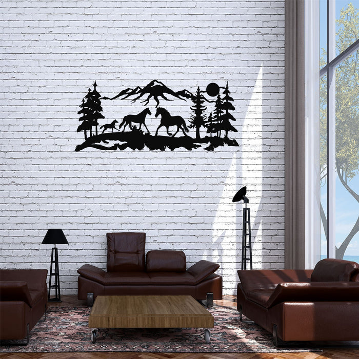 Horse Family Metal Wall Art
