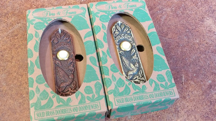 Hummingbird Narrow Doorbell - Verdigris Whitehall