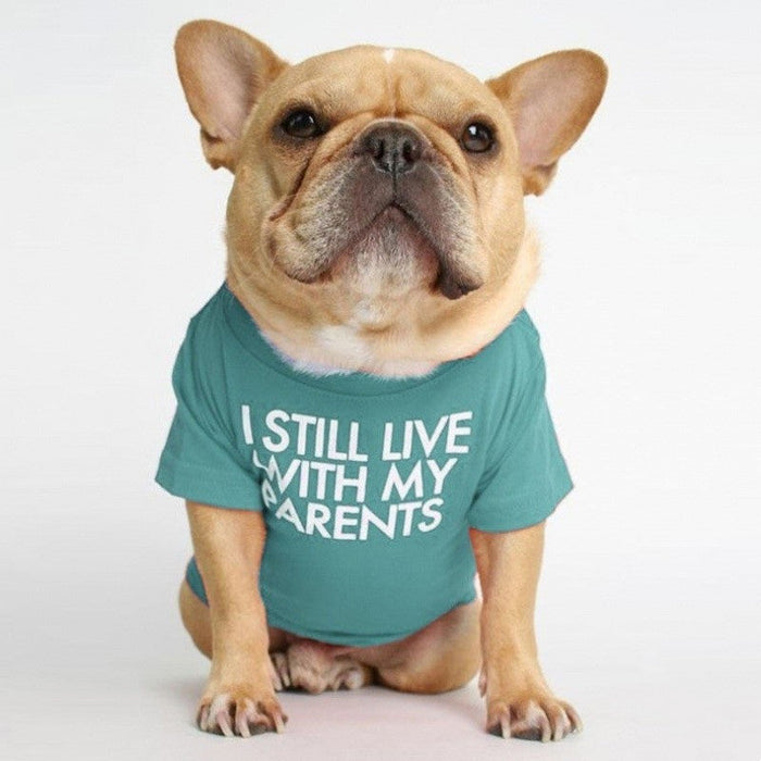 I Still Live With My Parents Dog T Shirt — Cotton Blend