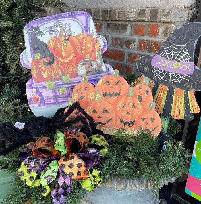 Jack-o-Lanterns Metal Stake with Easel