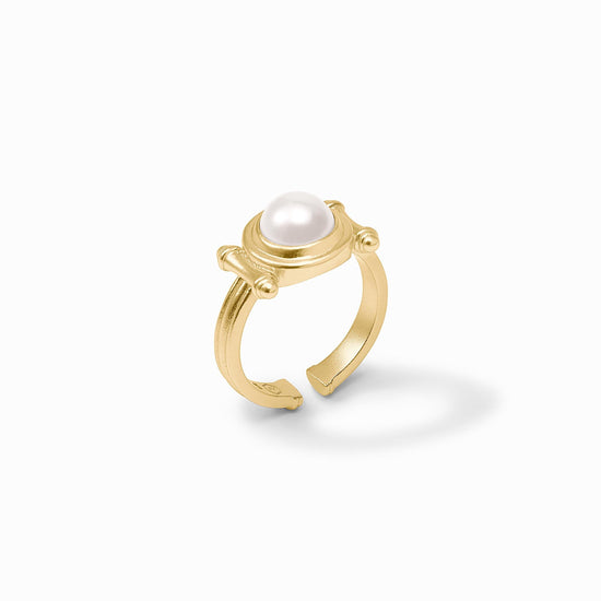 Julie Vos Gold Bamboo Stone Ring -Pearl