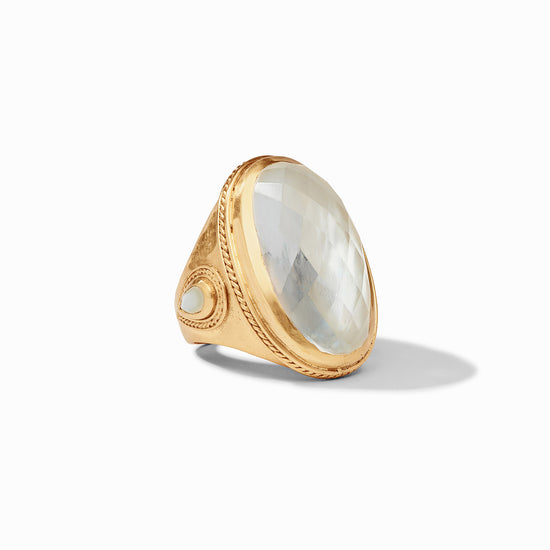 Julie Vos Gold Cannes Statement Ring -Iridescent Clear Crystal