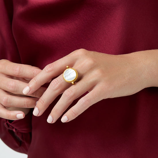 Julie Vos Gold Coin Revolving Ring -Mother of Pearl