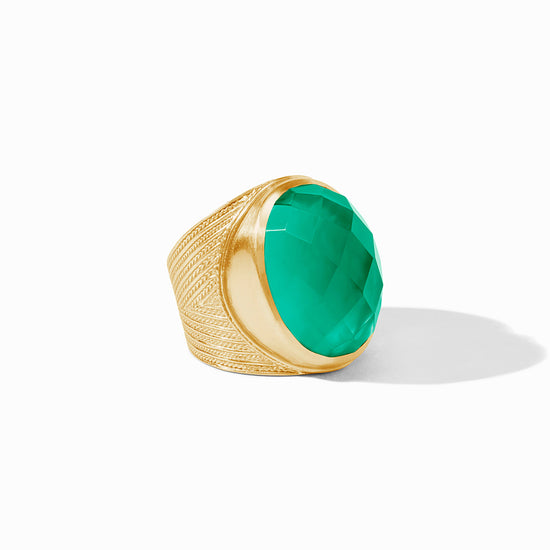 Julie Vos Gold Verona Statement Ring -Iridescent Emerald Green