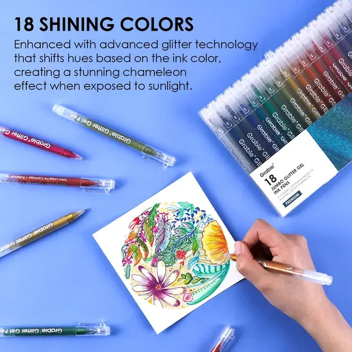 Jumbo Iridescent Glitter Gel Ink Pen Set