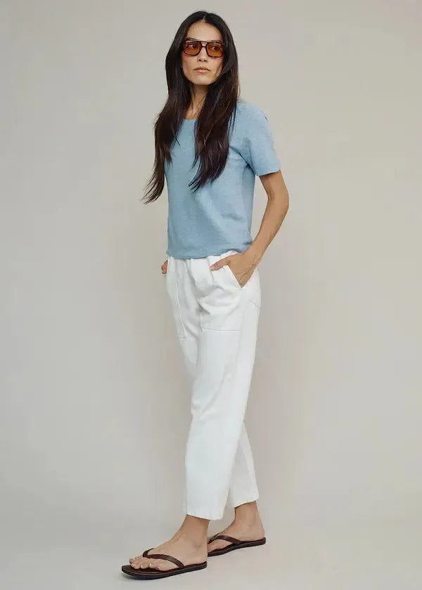 Jungmaven - Loma Pique Tee - Washed White w/ Contrast Stitching-Jungmaven-treehaus