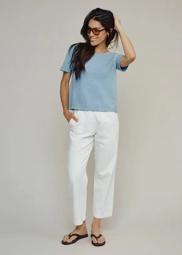 Jungmaven - Loma Pique Tee - Washed White w/ Contrast Stitching-Jungmaven-treehaus