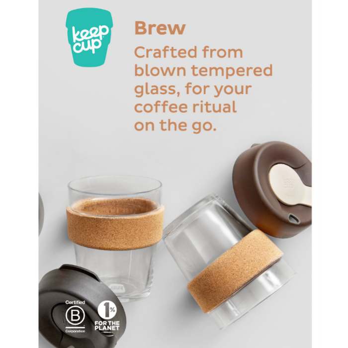 KeepCup Reusable Coffee Cup - Brew Glass & Cork - Small 8oz