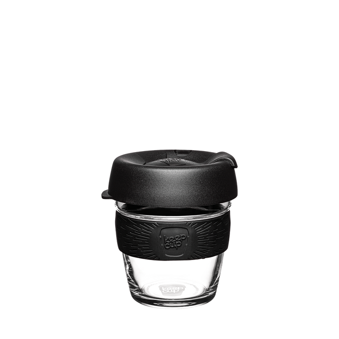 KeepCup Reusable Coffee Cup - Brew Glass & Silicone - Extra Small 6oz (Black)