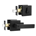 Keyed Entry Door Levers and Single Cylinder Deadbolts Combo Pack (Keyed Alike), Black Finish DL01ET-111BK - Probrico