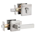 Keyed Entry Door Levers and Single Cylinder Deadbolts Combo Pack (Keyed Alike), Satin Nickel Finish DL01ET-111SN - Probrico